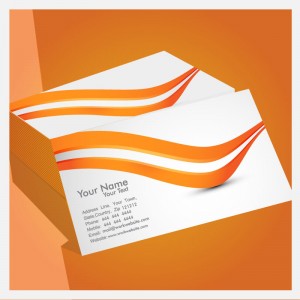 orange stacked business cards vector graphic